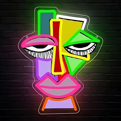 Abstrakta Neona Mura Dekoracio